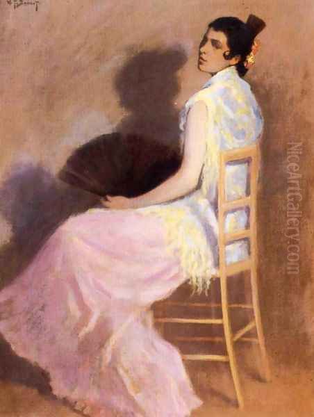 Spanish Woman with a Fan Oil Painting by William Turner Dannat