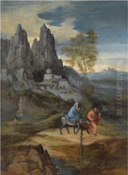 The Flight Into Egypt Oil Painting by Joachim Patenir