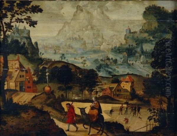 The Flight Into Egypt Oil Painting by Joachim Patenir