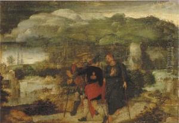 Christ On The Road To Emmaus Oil Painting by Joachim Patenir