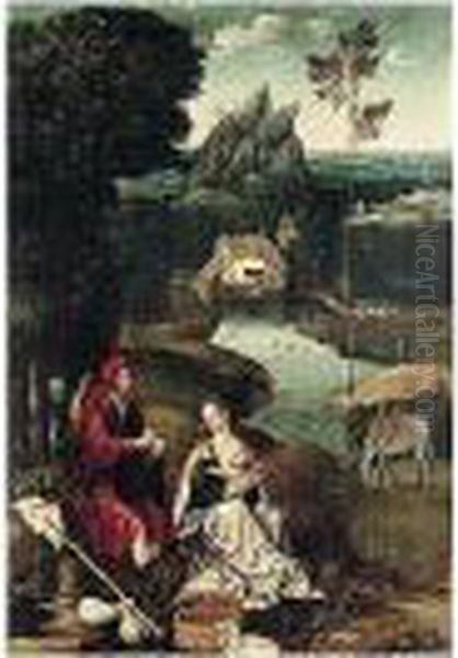 The Rest On The Flight Into Egypt Oil Painting by Joachim Patenir