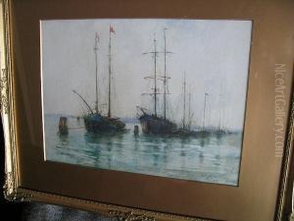 Boats Moored, Venice Oil Painting by Emily Murray Paterson