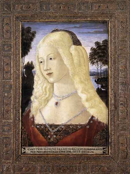 Portrait of a Lady 1480s Oil Painting by Neroccio (Bartolommeo) De' Landi