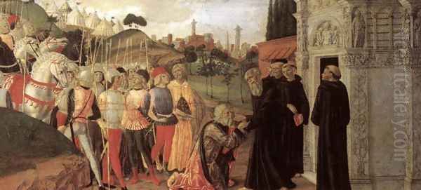 Three Episodes from the Life of St Benedict (3) 1475 Oil Painting by Neroccio (Bartolommeo) De' Landi