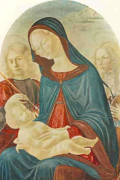 Madonna with Child, St Sebastian and St Catherine of Alexandria 1485 Oil Painting by Neroccio (Bartolommeo) De' Landi