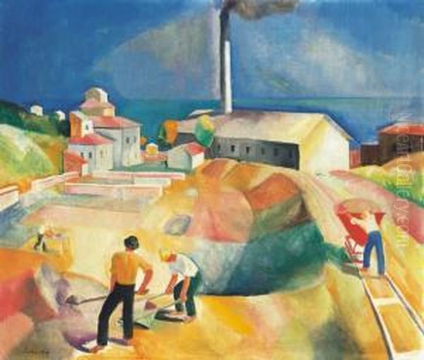 Sunlit Italian Landscape (brick Factory) Oil Painting by Karoly Patko