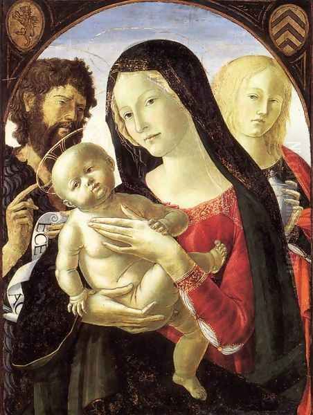 Madonna and Child with St John the Baptist and St Mary Magdalene Oil Painting by Neroccio (Bartolommeo) De' Landi