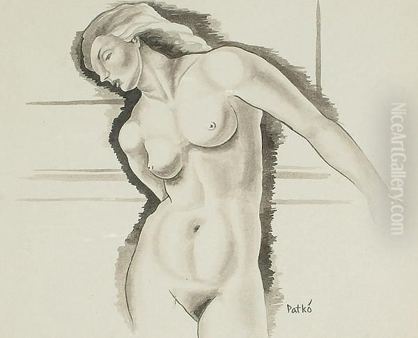 Female Nude Study. Oil Painting by Karoly Patko