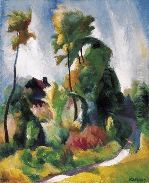 Landscape In Nagybanya Oil Painting by Karoly Patko