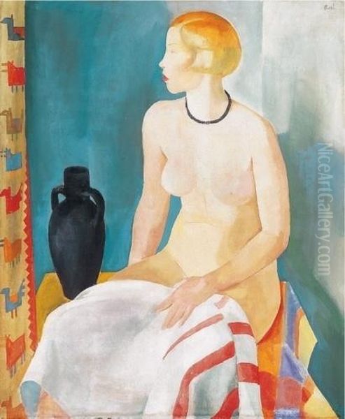 Nude With Black Vase, Around 1931 Oil Painting by Karoly Patko