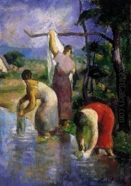 By The Brook Oil Painting by Karoly Patko