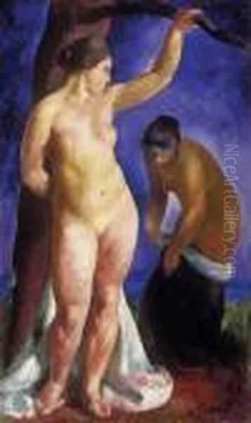 Before Bath Oil Painting by Karoly Patko