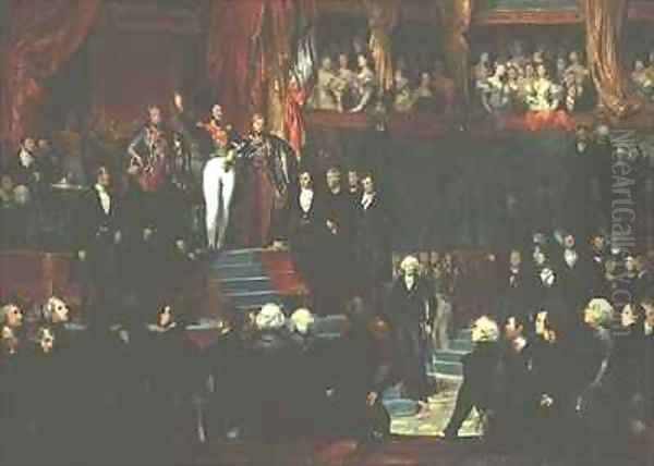 Louis Philippe 1773-1850 is sworn in as king before the Chamber of Deputies Oil Painting by Eugene Francois Marie Joseph Deveria