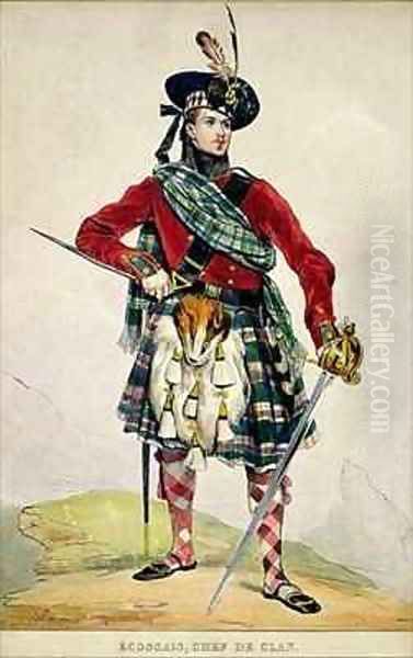 Chief of a Scottish Clan Oil Painting by Eugene Francois Marie Joseph Deveria