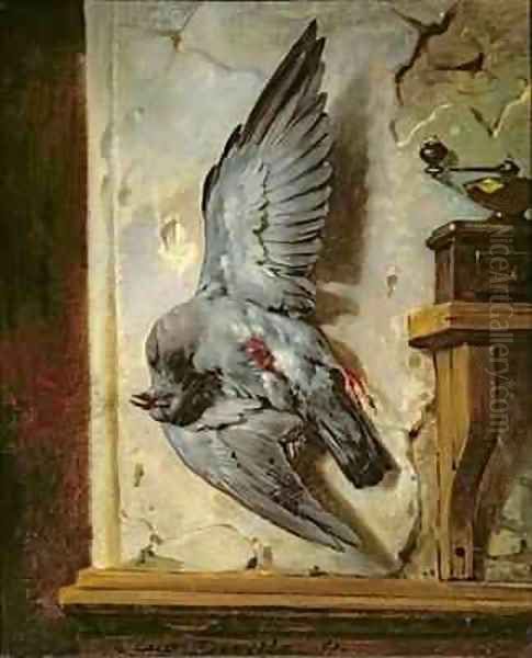 The Woodpigeon Oil Painting by Eugene Francois Marie Joseph Deveria