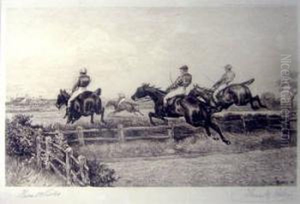 Afterthomas Blinks 'national 
Hunt Racing Scenes',engravings, Signed In Pencil, Leggat Bros Label To 
Verso, 18cm X24cm, Framed Oil Painting by Frank Paton