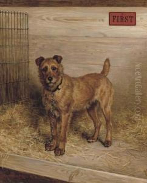 First: An Irish Terrier Oil Painting by Frank Paton