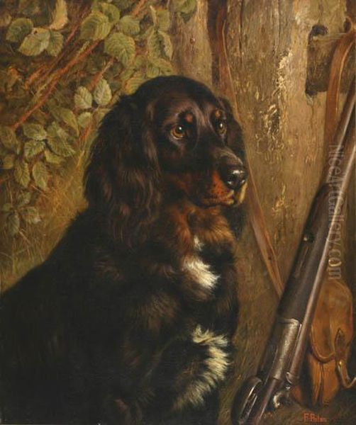 Gordon Setter With Leaning Gun Oil Painting by Frank Paton