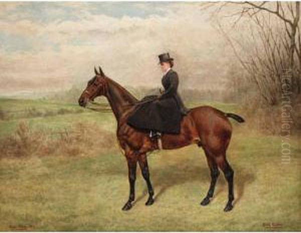 Lady Riding Side Saddle Oil Painting by Frank Paton