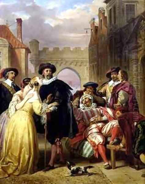 The Final Scene of Les Fourberies de Scapin by Moliere 1622-73 Oil Painting by Eugene Francois Marie Joseph Deveria