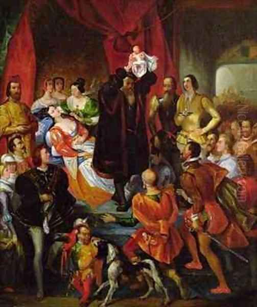 The Birth of Henri IV Oil Painting by Eugene Francois Marie Joseph Deveria