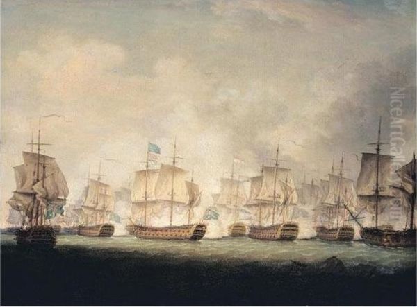 The Battle Of Doggerbank, 5th August 1781 Oil Painting by Frank Paton