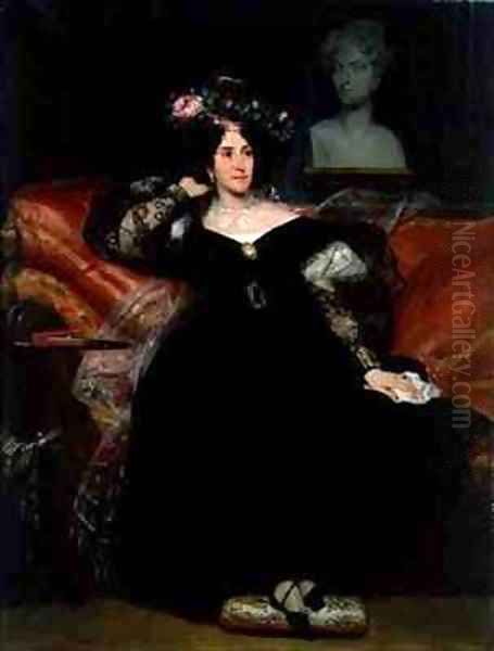 Portrait of Madame Jules Antoine Droz Oil Painting by Eugene Francois Marie Joseph Deveria