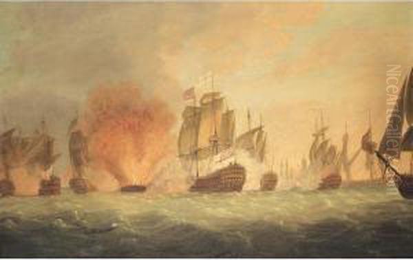 The Battle Of Cape St. Vincent, 16th January 1780 Oil Painting by Richard Paton