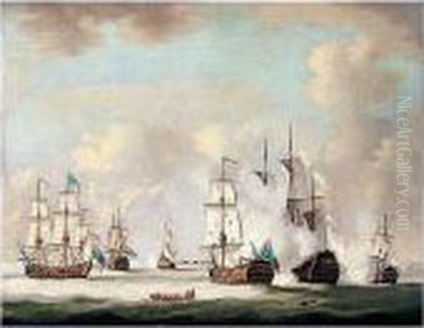 The Battle Of Lagos Bay Oil Painting by Richard Paton