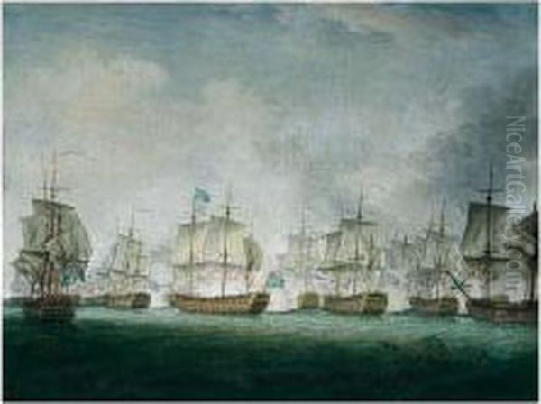 The Battle Of Doggerbank, 5th August 1781 Oil Painting by Richard Paton