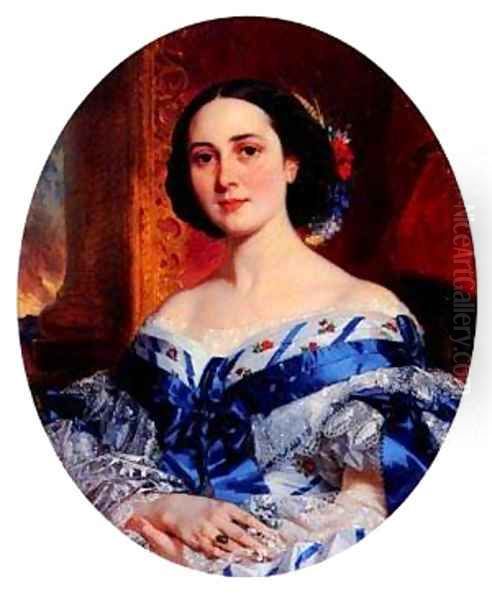 Portrait De Marie-Lucie Oil Painting by Eugene Francois Marie Joseph Deveria