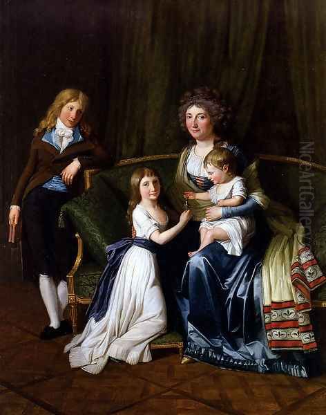 Portrait Of A Family In An Interior Oil Painting by Henri Pierre Danloux