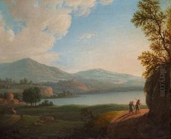 Landscape On The Rhine Oil Painting by Erik Pauelsen