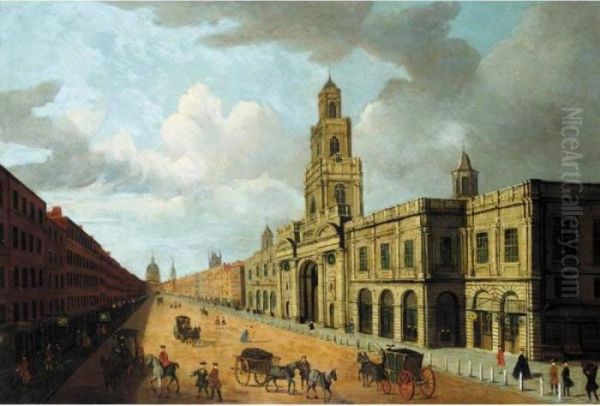 View Of The Royal Exchange, Cornhill, St Paul's Cathedral Beyond by John Paul