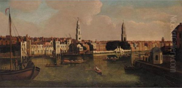 View Of The City Of London From The South Bank Of The Thames Oil Painting by John Paul