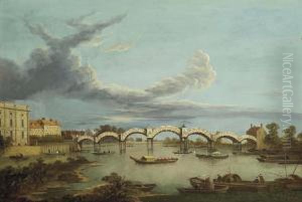 The Pagoda Bridge At Hampton Court Oil Painting by Joseph Paul