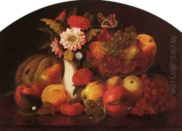 Flowers and Fruit of September Oil Painting by William Davis