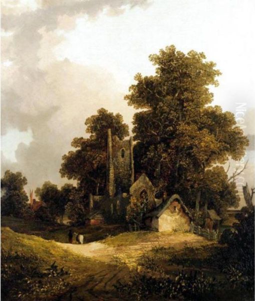 Landscape With A Church Oil Painting by Joseph Paul