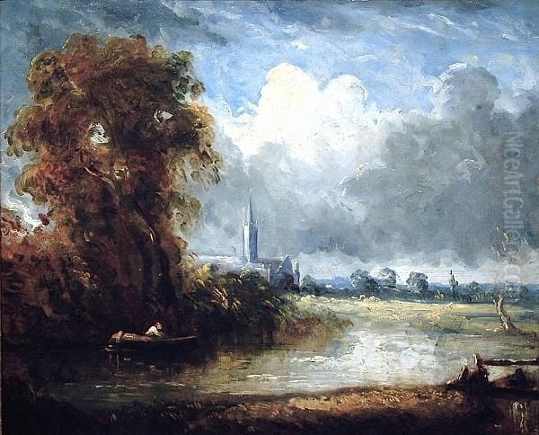 Salisbury Cathedral Oil Painting by Joseph Paul