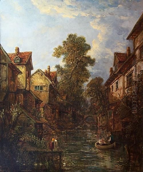 On The Wensum With Norwich Cathedral In The Distance Oil Painting by Joseph Paul