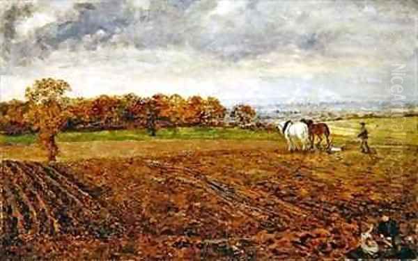 Ploughing in Cheshire Oil Painting by William Davis