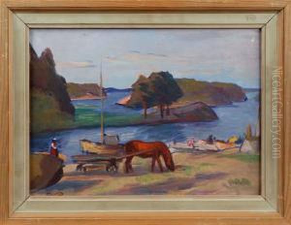 Strandmotiv Oil Painting by Georg Pauli