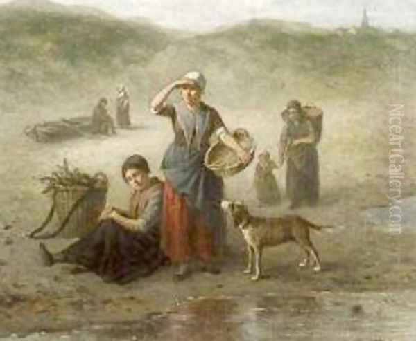 Peasant women Oil Painting by Jan Jacobus Matthijs Damschroder