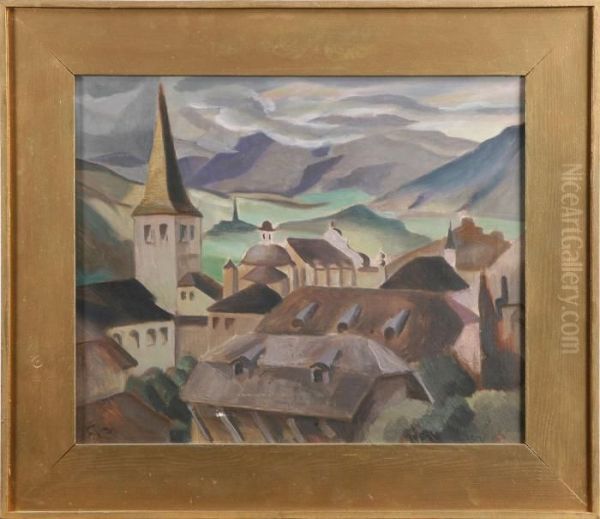 Bozen - Stadsbild Oil Painting by Georg Pauli