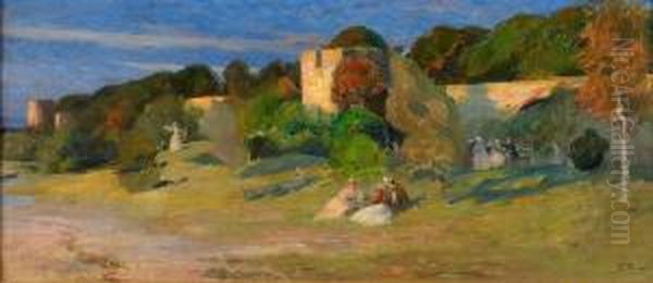 Strandpromenaden I Visby Oil Painting by Georg Pauli