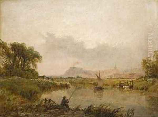 Nottingham from the Trent Oil Painting by Henry Thomas Dawson