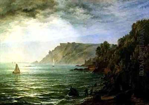 Salcombe Estuary South Devon Oil Painting by Henry Thomas Dawson