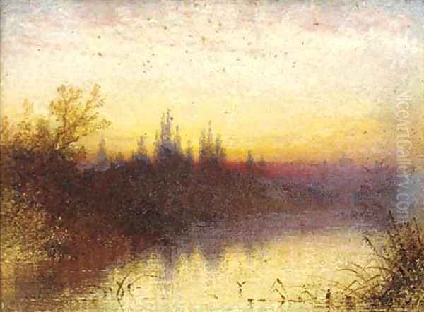 Sunset on the Thames, near Windsor Oil Painting by Henry Thomas Dawson