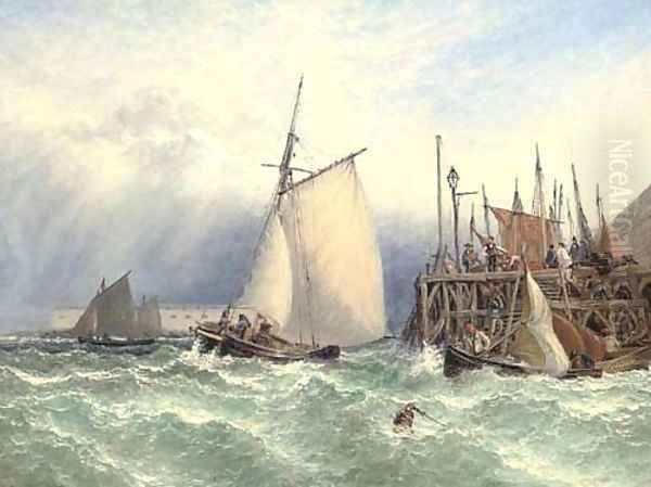 Choppy waters off the entrance to Portsmouth harbour Oil Painting by Henry Thomas Dawson