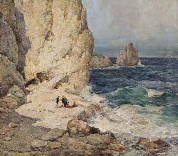 Mare In Burrasca A Capri Oil Painting by Angelo Pavan